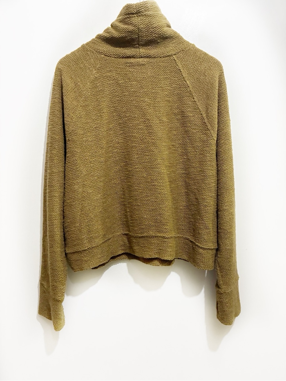 Aerie Knit Funnel Neck Hoodie Large Olive Chartreuse Green - Picture 3 of 10
